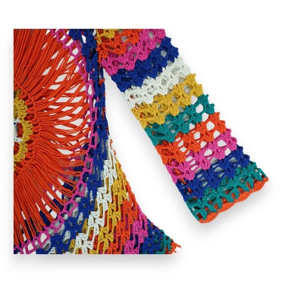 Venus S/M Hippie Chick Funky Boho Women's Crocheted Sweater 1970's - Picture 4 of 7